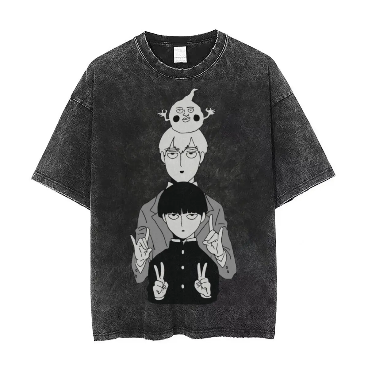 

Футболка Shigeo And Reigen с диммой, психоделический 100, футболка в стиле хип-хоп из мытого хлопка, футболки в стиле Харадзюку, аниме, модная мужская уличная одежда, футболка