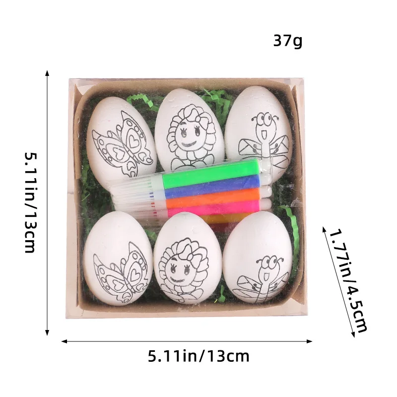 Juego de huevos de Pascua pintados A mano, 2024 huevos de conejo de dibujos animados, regalos hechos A mano para niños