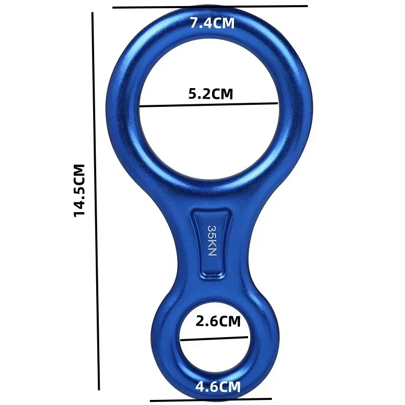 1Pcs Rock Climbing Carabine 8 Shape Rigging Descender Aluminum Figure Belay Device Abseiling 35kN Eight Ring Downhill Equipment