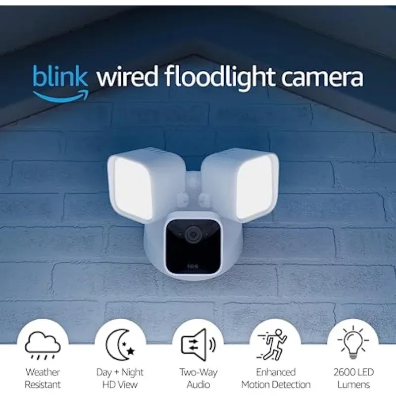 

Blink Wired Floodlight Camera – Smart security camera, , enhanced motion detection, built-in siren, Works with Alexa – 1 camera