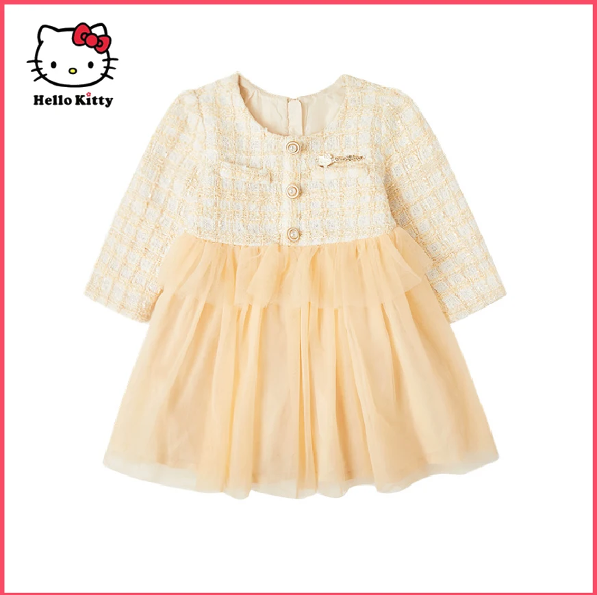 hello-kitty-princess-dress-girls-gauze-dress-children's-long-sleeve-dress-little-fragrance-cute-kawaii-gift-sanrio-pink