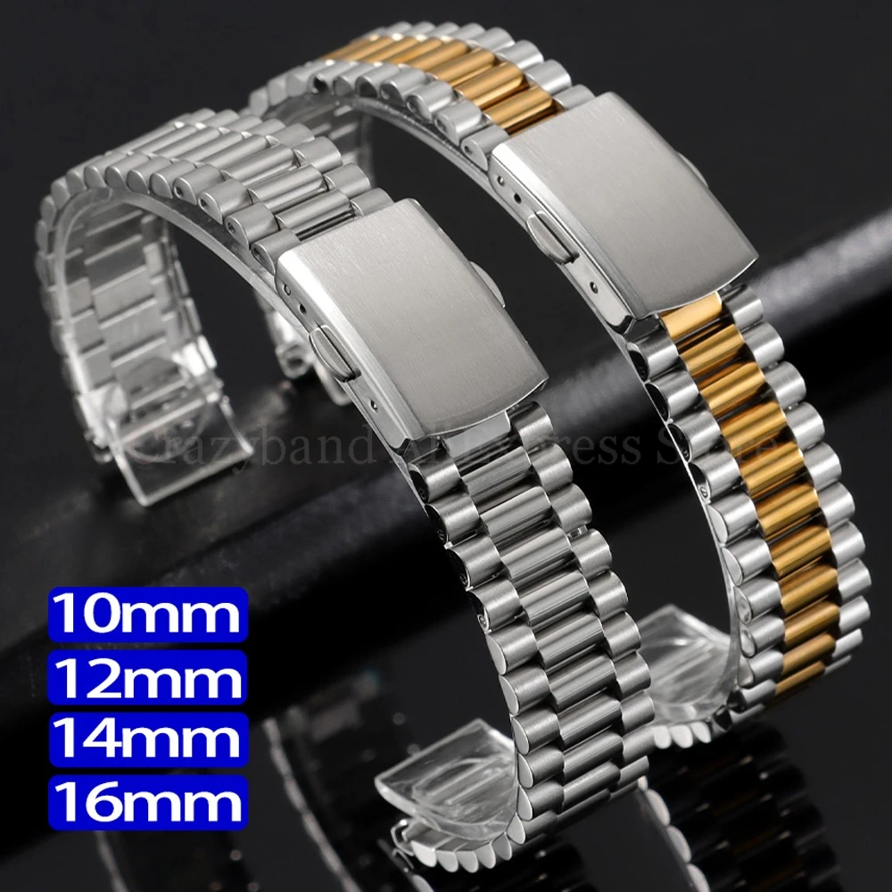 Elegant Solid Stainless Steel Women's Watch Band Bracelet - Versatile Sizes & Premium Wristbelt Design