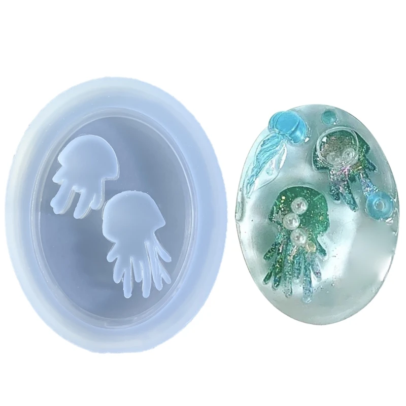 Mini Jellyfish Mold Handmade Pendant Silicone Mold Resin Casting Mold for DIY Keychain Jewelry Non-stick 264E