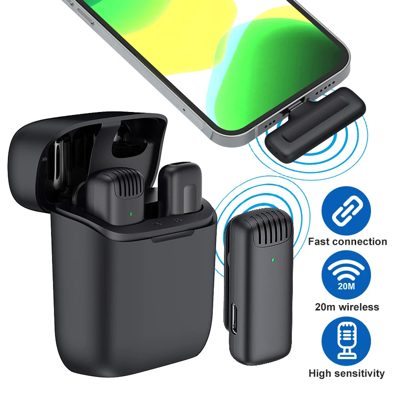 J11 Wireless Lavalier Microphone Audio Video Mini Mic Recording Noise