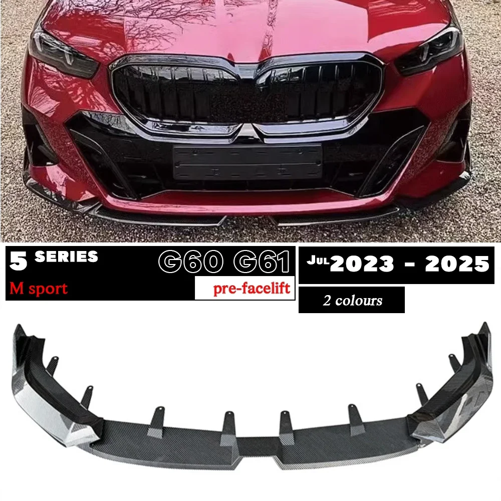Carbon Fiber Printing Black Front Bumper Lip Spoiler for BMW 5 Series G60 G61 M Sport- 520i 530i 530e 540i 550e M560e