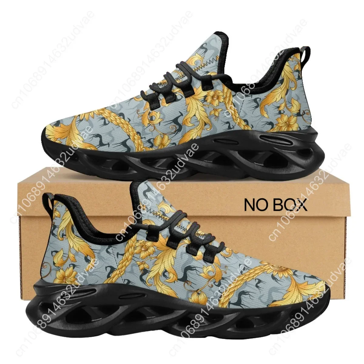 Women's Luxury Shoes 2024 Spring Autumn New Design Fashion Gold Floral Greyhound Dog Print Sneakers Zapatos Dropship