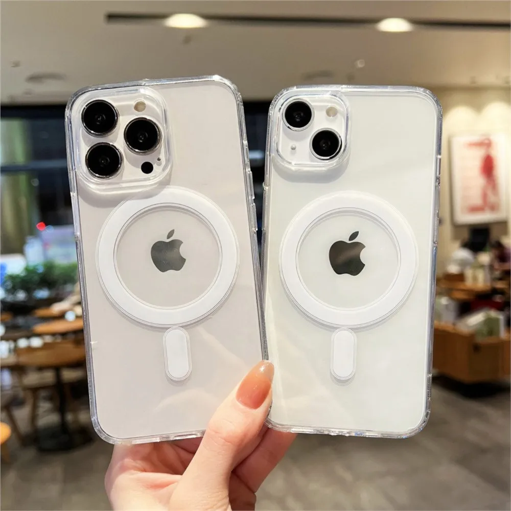Magnetic Original Clear Case For iPhone 17 16 15 14 Plus 13 12 mini 11 Pro Max 16E 17E Funda For Magsafe Transparent Cover 2