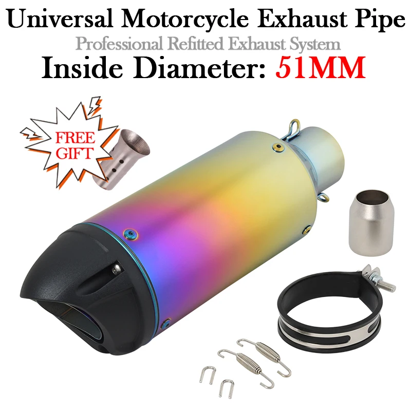 Tubo Di Scarico Moto Universale Modifica Silenziatore Fuga Moto 51Mm Db Killer Bike Tube Per Ninja 250 400 Zx25R Zx4Rr Rc390 Yzf-R1