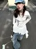 Genayooa Y2k Print T Shirt Women Chic White Irregual Graphic Tops 2000s Japanese Fairycore Vintage Tshirts Retro Grunge Tops Tee 2