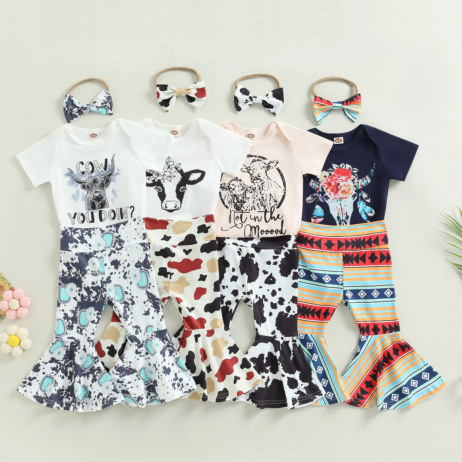 ToddlerBabyGirlWesternOutfitsShortSleeveCowboyTShirtLeopard