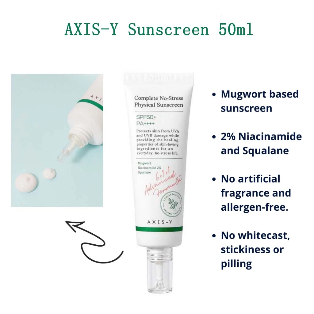 Axis Y crème solaire complète sans Stress, 50ml, SPF 50 +, Non grasse, facile à étaler, Non