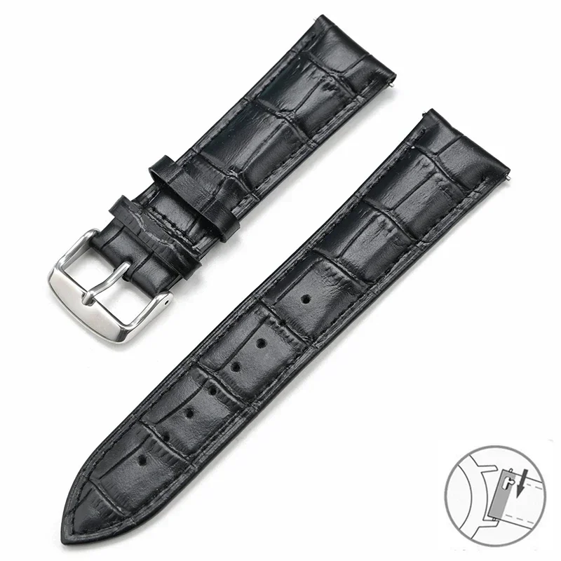 Premium Genuine Leather Quick Release Watch Band with Butterfly Buckle