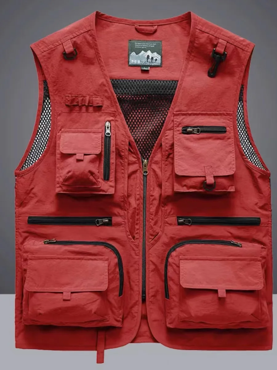 Tactical Unloading Vest Men's Summer Breathable Mesh Multi-Pocket Tooling Sleeveless Jacket Casual Outdoor Camping Fishing Vest