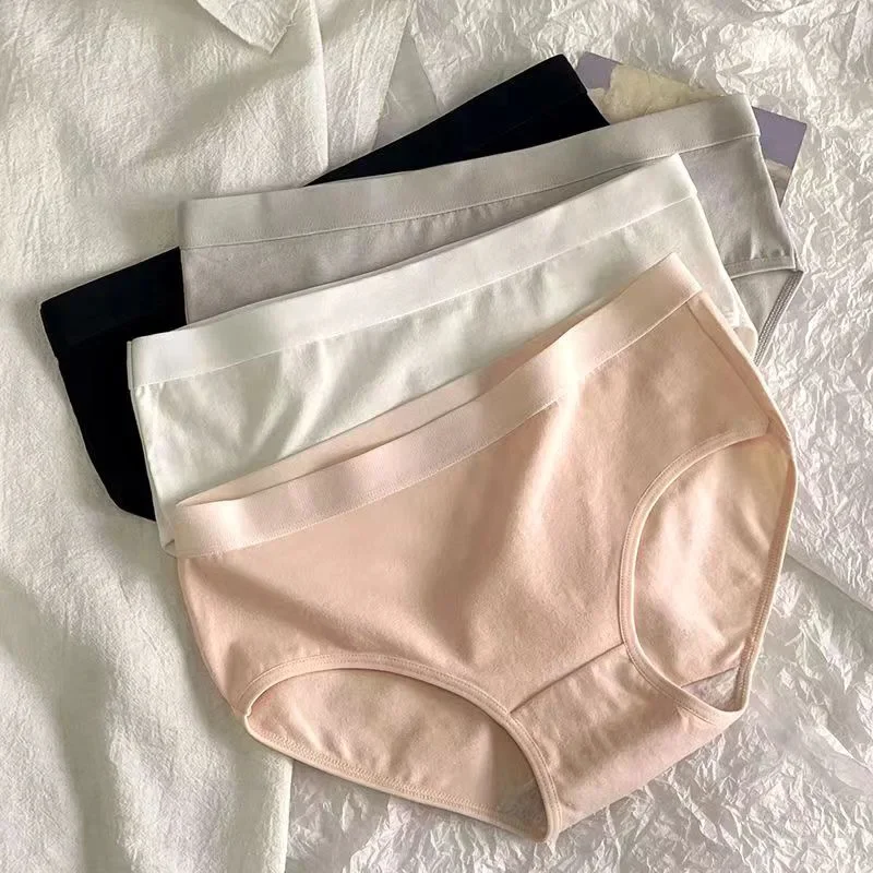 

New Girls Underwear Pure Cotton Women Mid-waist Plain Girls Triangle Breathable Underwear for Women
