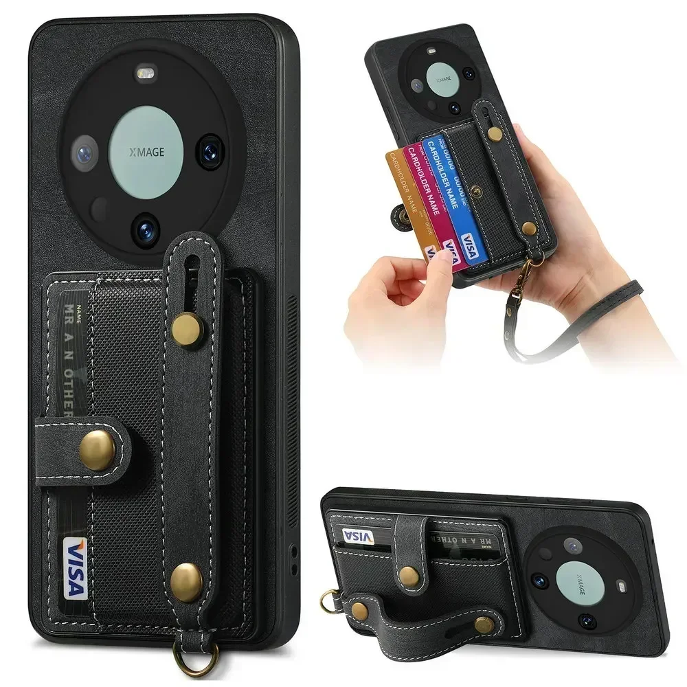 Deluxe Leather Wristband Card Wallet Phone Case & Back Cover