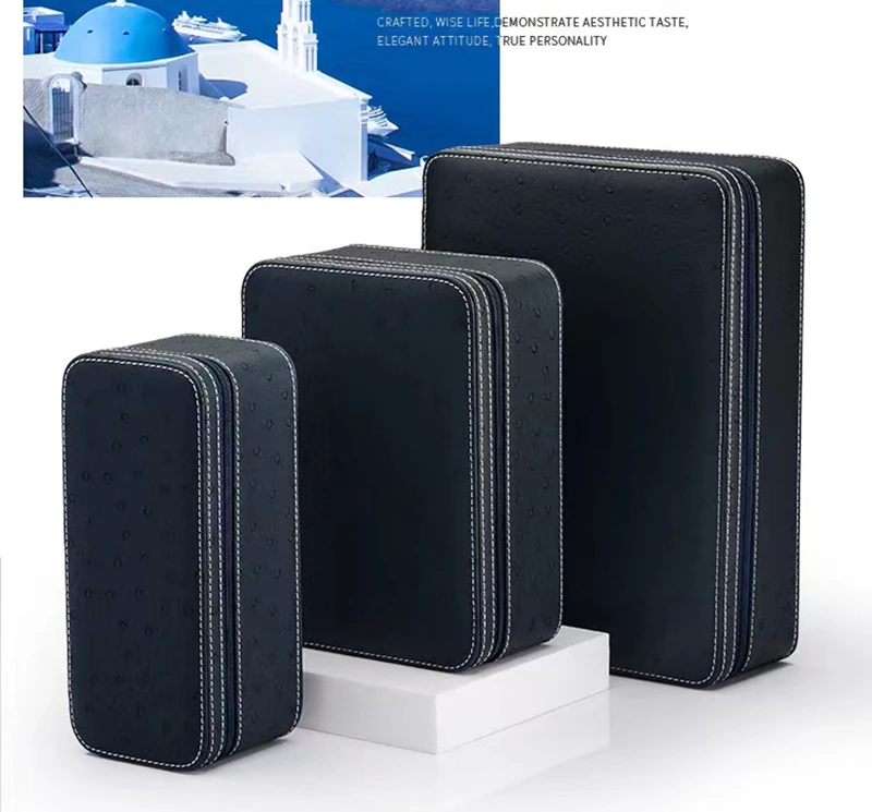 8 Slots Leather Watch Case Storage Box Ostrich Skin Watch Collection Luxury Box Organizer Holder For Men