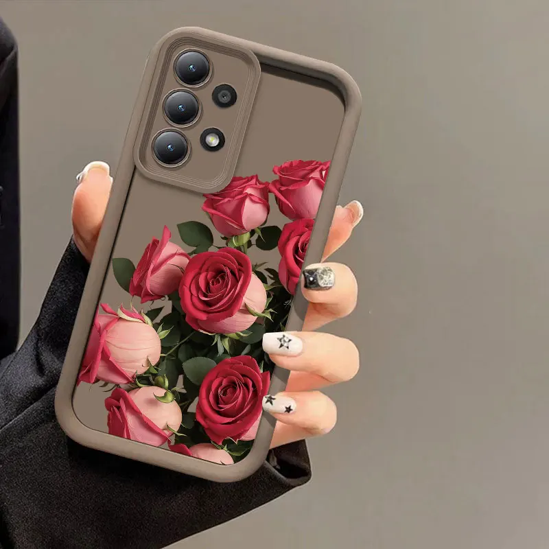 Red Rose Floral Painting Silicone Soft Phone Case
