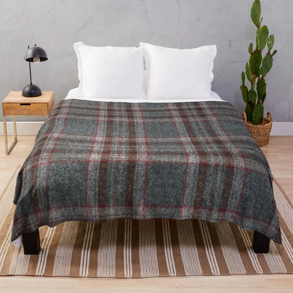 

Grey and Red Tartan Throw Blanket Nap Bed covers Luxury St Blankets