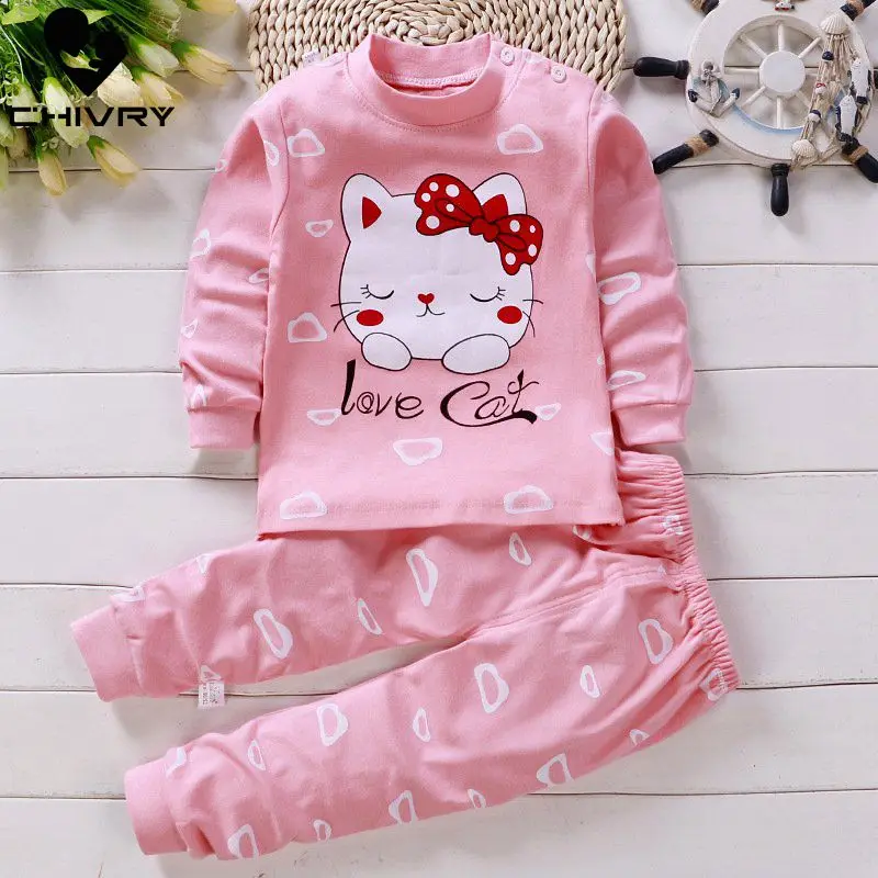 Conjunto de pijama para niños y niñas nacidos, camiseta de manga larga con animados, Tops con pantalones, ropa de dormir para otoño, 2022 _ - Mobile