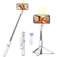 Wireless Bluetooth Selfie Stick With LED Fill Light Extended Tripods With Remote Shutter Selfie Stick For Android Ios Cell Phone