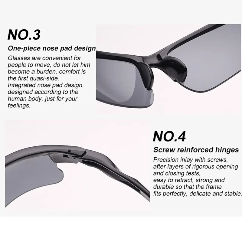 Men Sunglasses Day Night Dual Use Uv Resistant High Beam Light Cycling Non Polarized Outdoor Sports Bicycle Windproof Sunglasses