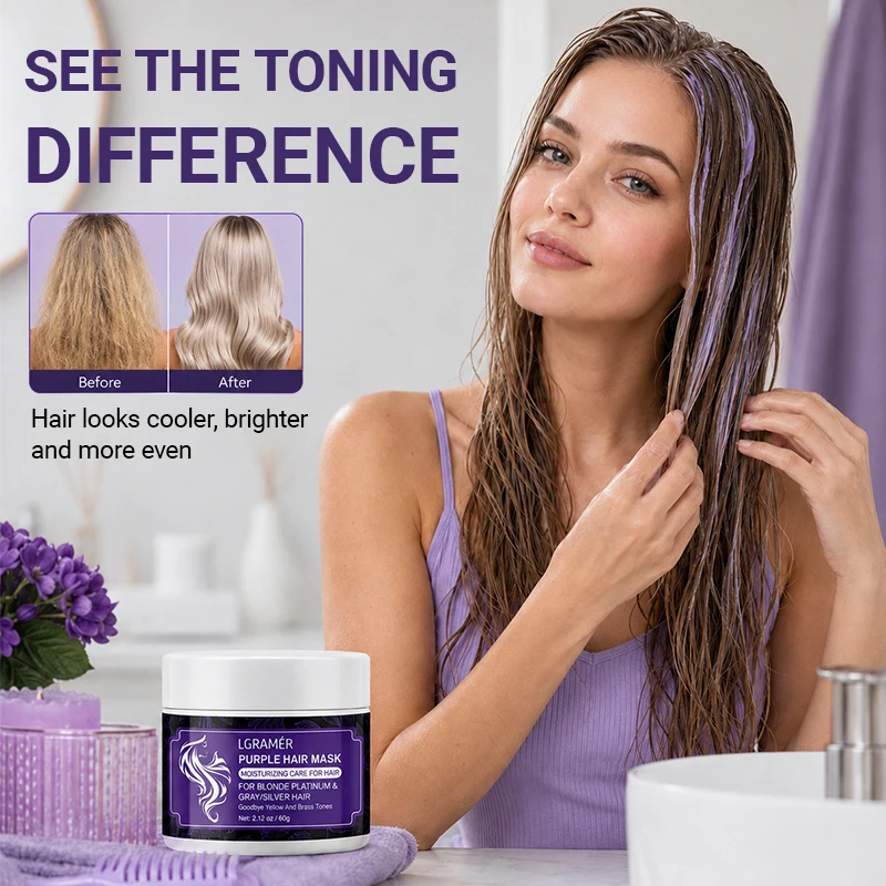 Vibrant Purple Hair Mask - Neutralizes Yellow Tones & Deeply Moisturizes for Radiant Blonde, Bleached, and Silver Hair