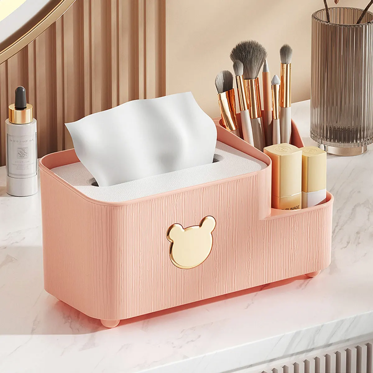 Multifunktionale Taschentuchbox für Wohnzimmer und Esszimmer, Papierbox mit geteiltem Format, Desktop-Aufbewahrungsbox – Detail 5