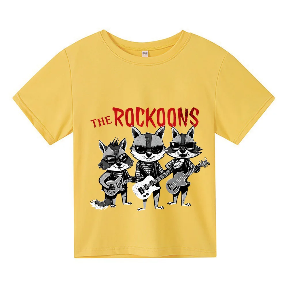 The Rockoons Hip Hop Printed T-shirt Kids Cartoon Short Sleeve Pure Cotton Tee-shirt High Quality Boys and Girls Creative Tees