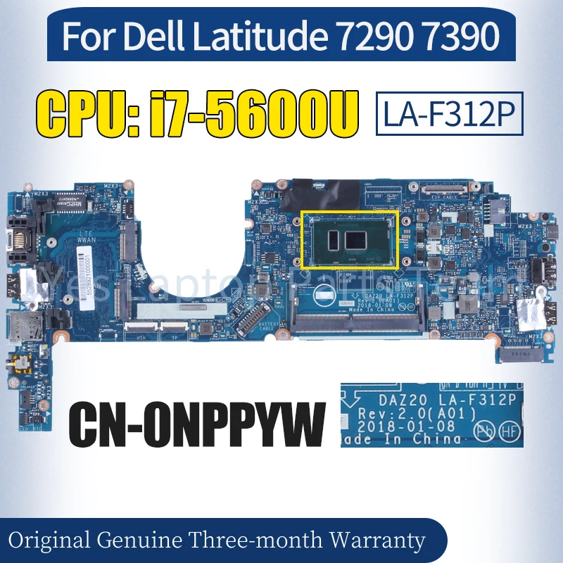 

Материнская плата DAZ20 для ноутбука Dell Latitude 7290 7390, системная плата LA-F312P SR3LB, рабочая материнская плата для ноутбука, протестирована