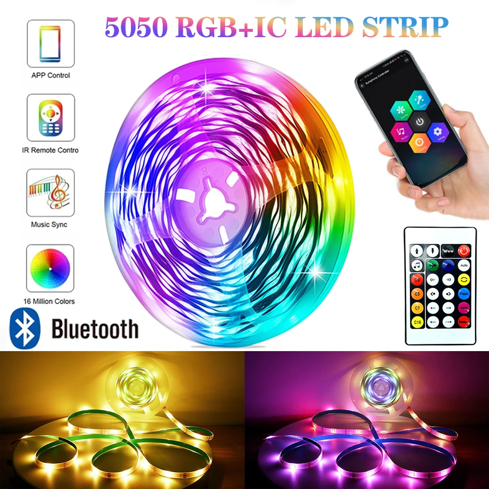 5050 Rgbic Dc5V Usb Led Strip Lights Tape Ip65 Impermeabile Smart Control Lampada Cambia Colore Per La Decorazione Della Camera Da Letto Di Natale