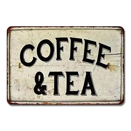 

Coffee & Tea Sign Station Nook Shop Signs Decor Hot Farmhouse Decorations Rustic Time Bar Kitchen Country Chic