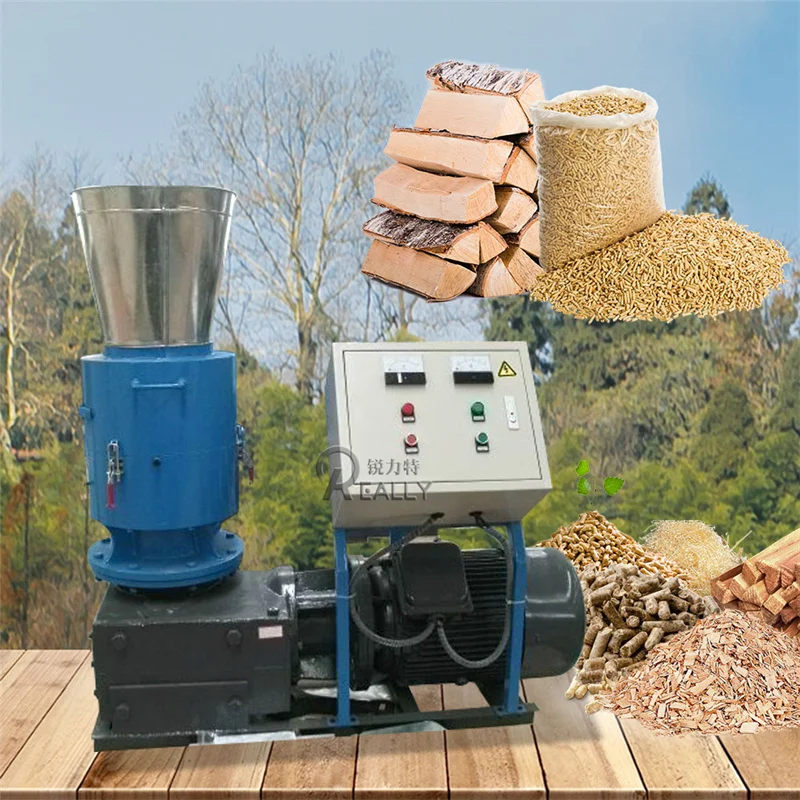 MIKIM Small Wood Pellets Machine Flat Die 15mm 20mm With Bags Dust Filter