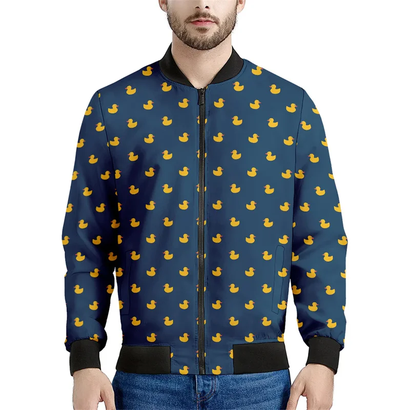 thumbnail image 1 of Bonita chaqueta de pato de goma de dibujos animados para hombre, sudadera con estampado 3D, chaquetas de bombardero de calle con cremallera, tops para niños, abrigo de primavera y otoño, 1 of 5