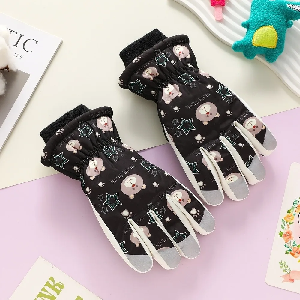 Waterproof Polyester Kids Ski Gloves Warm Winter Mittens