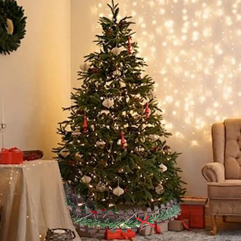 Christmas Tree Fence Decoration LED Handmade rattan wooden fence New Year Party Home Garden Holiday Indoor Decor garden fence