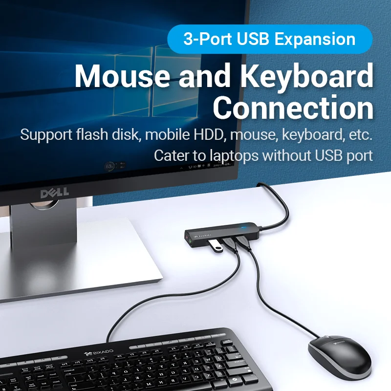 Vention Usb Placa de Som em Externo Placa de Som Usb para 3.5 mm Adaptador de Áudio para Computador Portátil com Fone de Ouvido Microfone Usb 3.0 Hub - Imagem 2