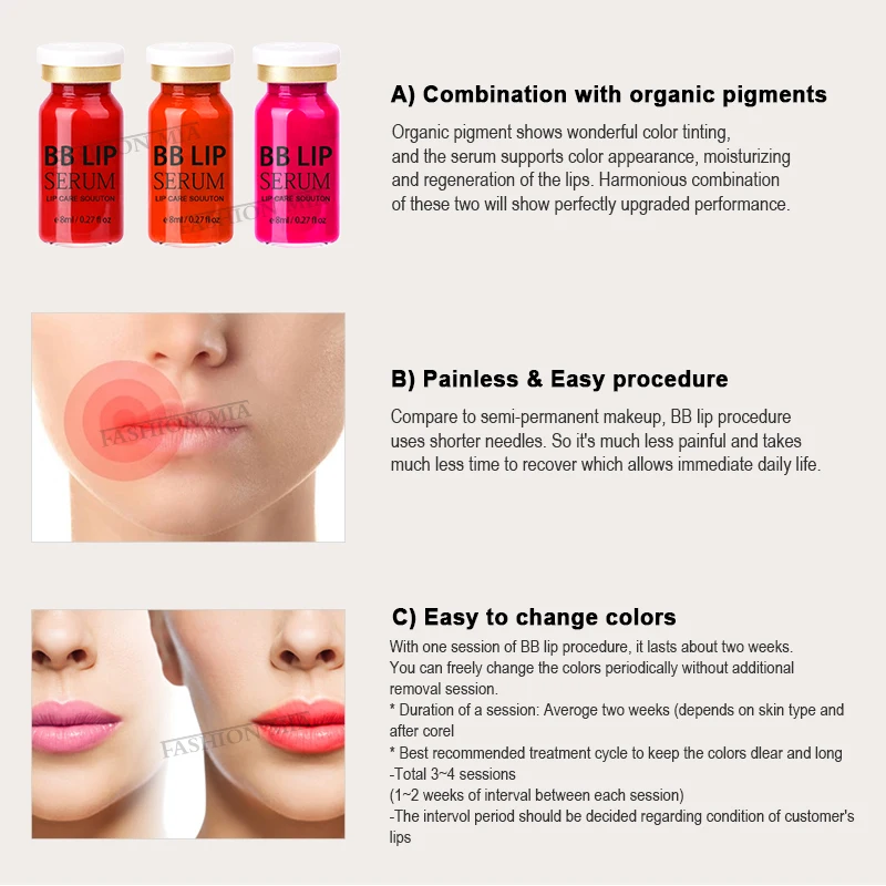 8ml BB Lip Makeup Mix kit Permanent Makeup Lip Gloss Pigment Ampoule Serum Starter Kit for Lip Coloring Moisturizing Treatment 3