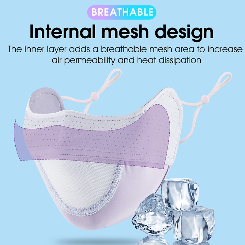 WEST BIKING Summer Ice Silk Facemask Anti-UV Sun Protection Breathable Adjustable Men Women Outdoor Sports Running Cycling Mask