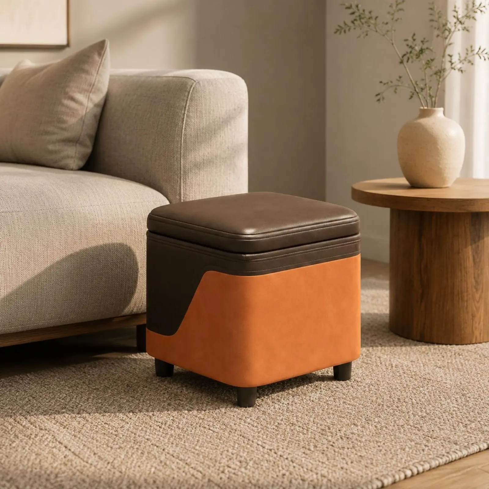 Storage Ottoman Space Saving Small Storage Ottoman Foot Rest Bench Sturdy Home Furniture Easy to Clean for Entryway, Living Room