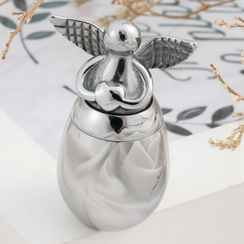 Cute Angel Wing Heart Memorial Keepsake Stainless Steel Cremation Urns For Human Pet Ashes Can Be Engraved Memorial Ashes Holder Cremation Urn