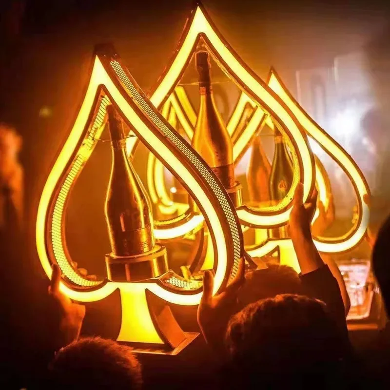 Glowing Bar Wine Bottle Display Colorful Ace of Spades Champagne Drinks Beer VIP Bottle Presenter For NightClub Lounge Bar