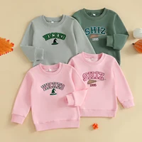 Lioraitiin Autumn Baby Boys Girls Sweatshirts Long Sleeve Round Neck Letter Embroidery Fall Tops Pullovers