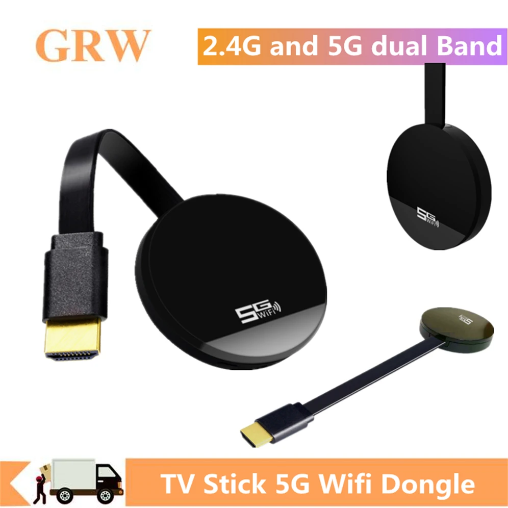 Grwibeou 5G TV Stick Full HD Wireless Adapter Wifi Display Dongle Mirascreen Mirror Miracast Airplay DLNA Receiver for Projector