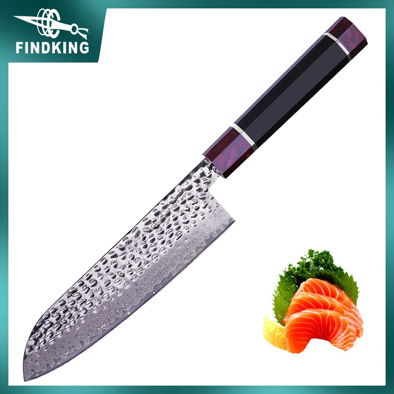 

FINDKING Santoku Knife 9Cr18MoV 67 Layers Damascus Steel 18.7cm Blade Chefs Cleaver Kitchen Knives Cooking Tools Resin Handle