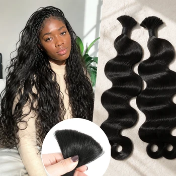 12A Body Wave Bulk Human Hair No Weft Unprocessed Virgin Remy Hair Soft Bouncy For Boho Braids DIY Styling Natural Black Raw Hair Extension 55g/1pack 1