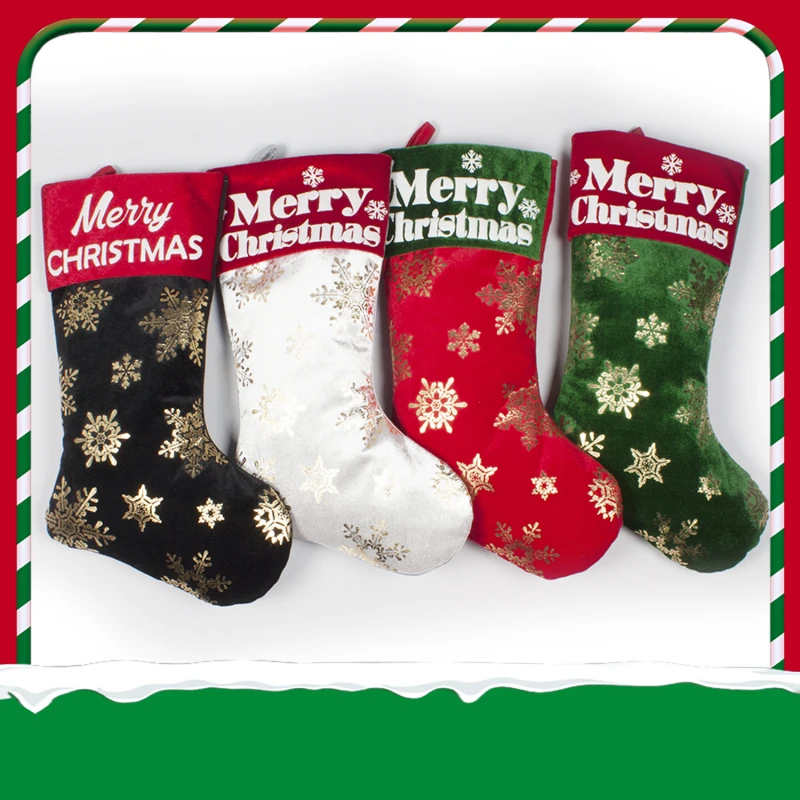 

Рождественские чулки, белые штампованные Золотые снежинки, рождественские украшения, рождественская подвеска, украшения для рождественской елки, подарочные носки 2023