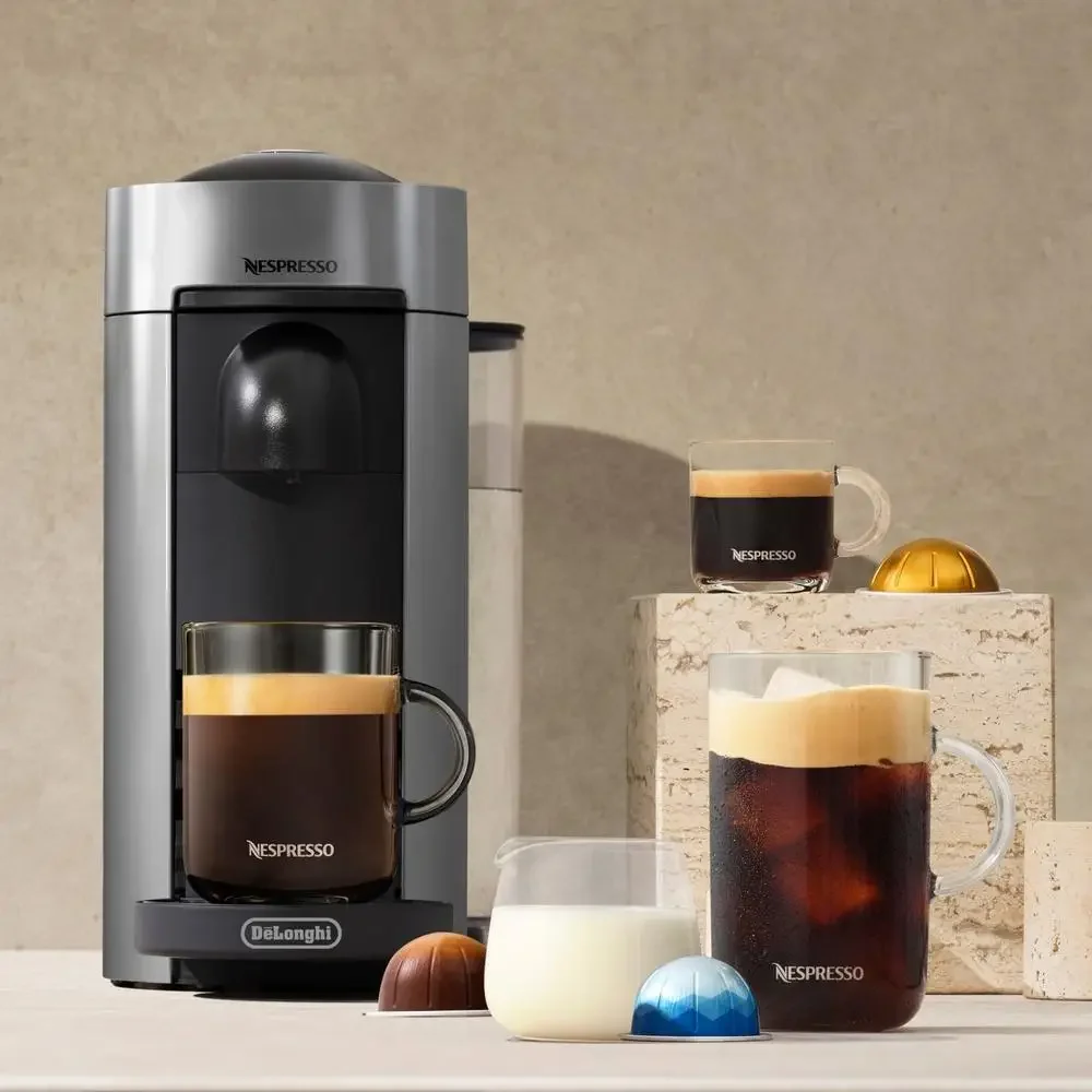 Single-Serve Centrifusion Coffee & Espresso Machine Nespresso VertuoPlus ENV150GY Gray Brewer Double Espresso Gran Lungo Capsule 2