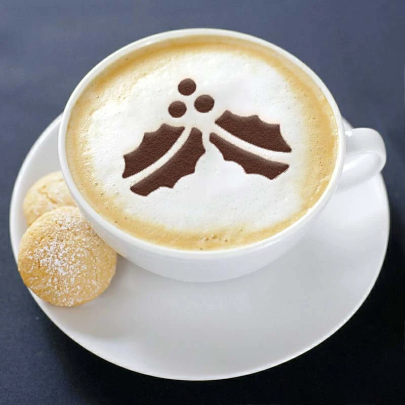Description Picture 4 of item8pcs Christmas Coffee Printing Mold Cappuccino Latte Drawing Mold Coffee DIY Art Stencils Spreading Tool