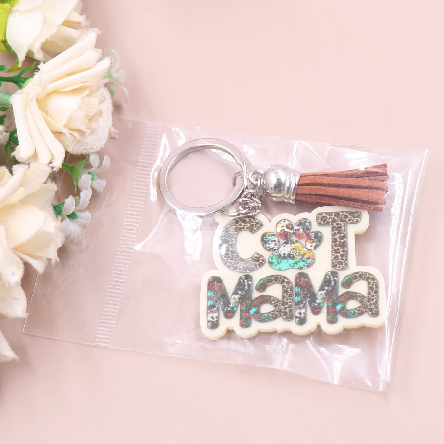 CN Cat MaMa Trendy Porte-clés en acrylique, cadeau de fête des mères, 1 PC, nouveau produit