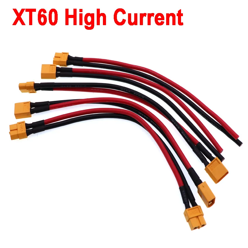 XT60 High Current Male to Female Plug Extension Cable - 10cm/20cm/30cm, Silicone Wire Connector, 14AWG/12AWG Description Image.This Product Can Be Found With The Tag Names 14awg xt60 connector male female, Xt60 male 16awg silicone wire connector, Xt60 male female plug extension cable